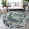 Piper Looms Chantille Global ACN2139 Green Machine Washable Area Rug Round Lifestyle Image Feature