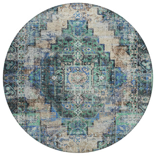 Piper Looms Chantille Global ACN2139 Green Machine Washable Area Rug Round Main Image