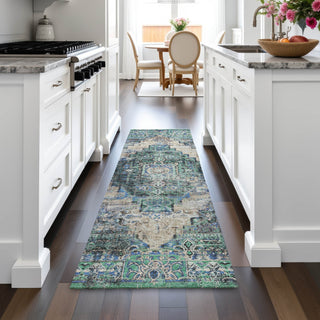 Piper Looms Chantille Global ACN2139 Green Machine Washable Area Rug Runner Lifestyle Image Feature
