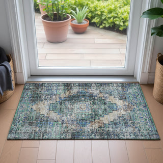 Piper Looms Chantille Global ACN2139 Green Machine Washable Area Rug Scatter Lifestyle Image Feature