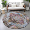 Piper Looms Chantille Global ACN2139 Pink Machine Washable Area Rug Round Lifestyle Image Feature