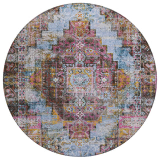 Piper Looms Chantille Global ACN2139 Pink Machine Washable Area Rug Round Main Image