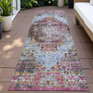 Piper Looms Chantille Global ACN2139 Pink Machine Washable Area Rug Runner Outdoor Lifestyle Image Feature