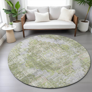 Piper Looms Chantille Global ACN2140 Aloe Machine Washable Area Rug Round Lifestyle Image Feature