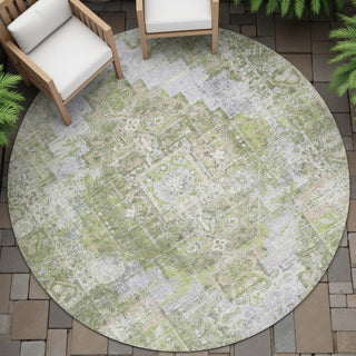 Piper Looms Chantille Global ACN2140 Aloe Machine Washable Area Rug Round Outdoor Lifestyle Image Feature