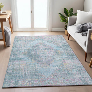 Piper Looms Chantille Global ACN2140 Blue Machine Washable Area Rug Lifestyle Image Feature