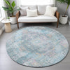 Piper Looms Chantille Global ACN2140 Blue Machine Washable Area Rug Round Lifestyle Image Feature