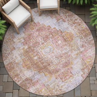 Piper Looms Chantille Global ACN2140 Blush Machine Washable Area Rug Round Outdoor Lifestyle Image Feature