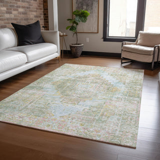 Piper Looms Chantille Global ACN2140 Green Machine Washable Area Rug Lifestyle Image Feature