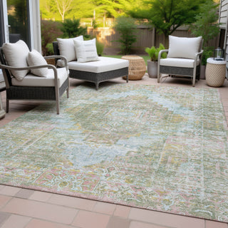 Piper Looms Chantille Global ACN2140 Green Machine Washable Area Rug Outdoor Lifestyle Image Feature