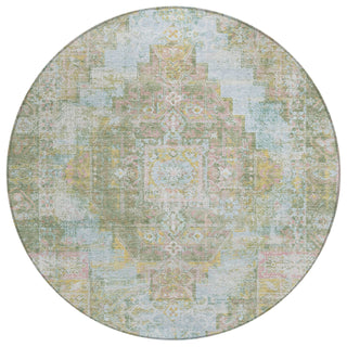 Piper Looms Chantille Global ACN2140 Green Machine Washable Area Rug Round Main Image