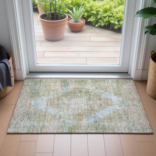 Piper Looms Chantille Global ACN2140 Green Machine Washable Area Rug Scatter Lifestyle Image Feature