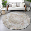 Piper Looms Chantille Global ACN2140 Taupe Machine Washable Area Rug Round Lifestyle Image Feature