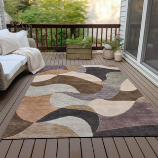 Piper Looms Chantille Abstract ACN2141 Chocolate Machine Washable Area Rug Outdoor Lifestyle Image Feature