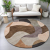 Piper Looms Chantille Abstract ACN2141 Chocolate Machine Washable Area Rug Round Lifestyle Image Feature