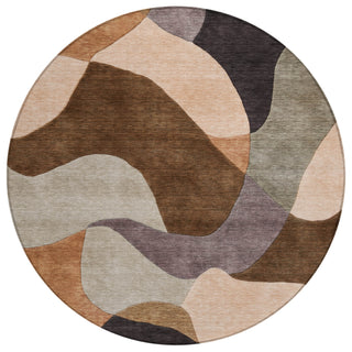 Piper Looms Chantille Abstract ACN2141 Chocolate Machine Washable Area Rug Round Main Image