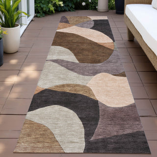 Piper Looms Chantille Abstract ACN2141 Chocolate Machine Washable Area Rug Runner Outdoor Lifestyle Image Feature