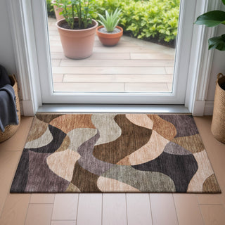 Piper Looms Chantille Abstract ACN2141 Chocolate Machine Washable Area Rug Scatter Lifestyle Image Feature
