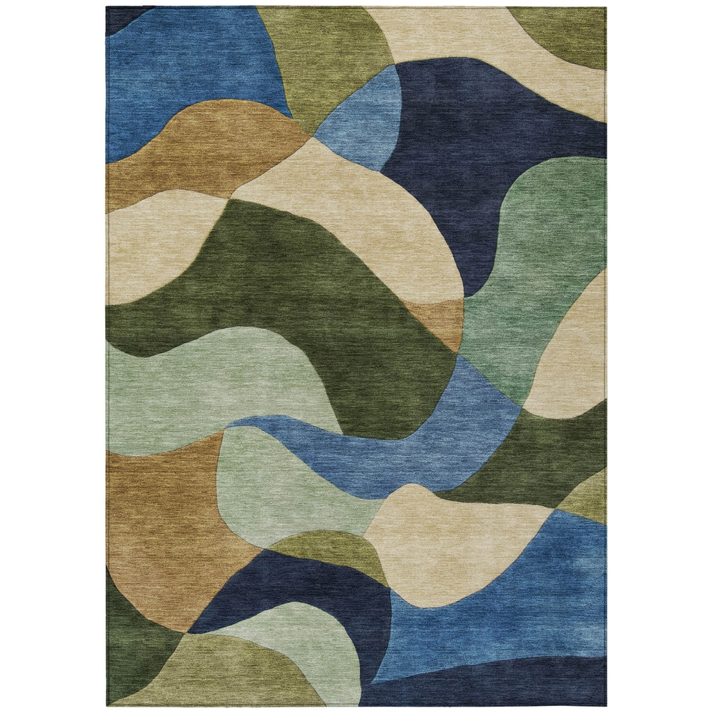 Piper Looms Chantille Abstract ACN2141 Green Machine Washable Area Rug main image