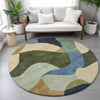 Piper Looms Chantille Abstract ACN2141 Green Machine Washable Area Rug Round Lifestyle Image Feature