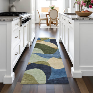 Piper Looms Chantille Abstract ACN2141 Green Machine Washable Area Rug Runner Lifestyle Image Feature