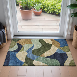 Piper Looms Chantille Abstract ACN2141 Green Machine Washable Area Rug Scatter Lifestyle Image Feature
