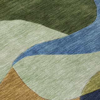 Piper Looms Chantille Abstract ACN2141 Green Machine Washable Area Rug Swatch Image