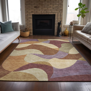 Piper Looms Chantille Abstract ACN2141 Paprika Machine Washable Area Rug Lifestyle Image Feature