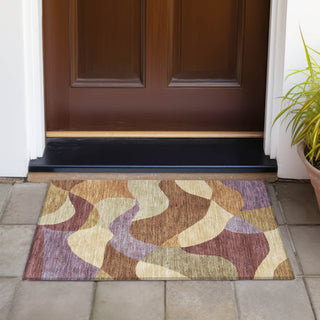 Piper Looms Chantille Abstract ACN2141 Paprika Machine Washable Area Rug Scatter Outdoor Lifestyle Image Feature