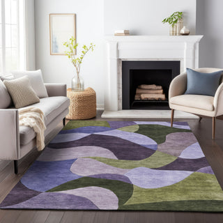 Piper Looms Chantille Abstract ACN2141 Purple Machine Washable Area Rug Lifestyle Image Feature
