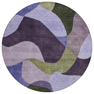 Piper Looms Chantille Abstract ACN2141 Purple Machine Washable Area Rug Round Main Image