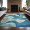 Piper Looms Chantille Abstract ACN2141 Teal Machine Washable Area Rug Lifestyle Image Feature