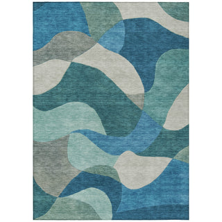 Piper Looms Chantille Abstract ACN2141 Teal Machine Washable Area Rug main image