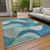 Piper Looms Chantille Abstract ACN2141 Teal Machine Washable Area Rug Outdoor Lifestyle Image Feature