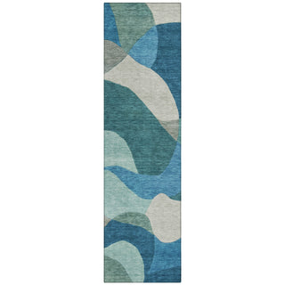 Piper Looms Chantille Abstract ACN2141 Teal Machine Washable Area Rug Runner Main Image