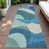 Piper Looms Chantille Abstract ACN2141 Teal Machine Washable Area Rug Runner Outdoor Lifestyle Image Feature
