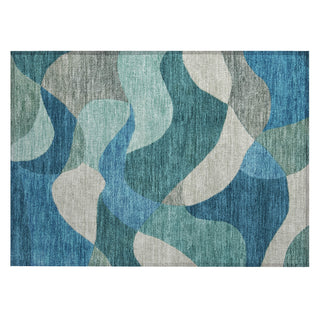 Piper Looms Chantille Abstract ACN2141 Teal Machine Washable Area Rug Scatter Main Image