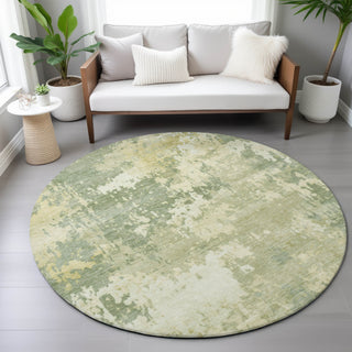 Piper Looms Chantille Abstract ACN2142 Aloe Machine Washable Area Rug Round Lifestyle Image Feature