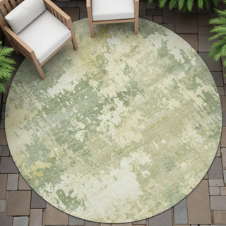 Piper Looms Chantille Abstract ACN2142 Aloe Machine Washable Area Rug Round Outdoor Lifestyle Image Feature