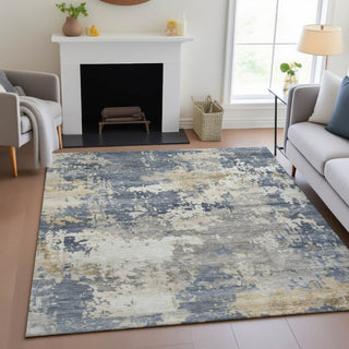 Piper Looms Chantille Abstract ACN2142 Blue Machine Washable Area Rug Lifestyle Image Feature