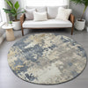 Piper Looms Chantille Abstract ACN2142 Blue Machine Washable Area Rug Round Lifestyle Image Feature