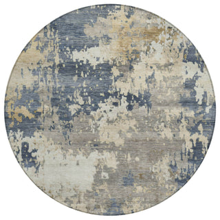 Piper Looms Chantille Abstract ACN2142 Blue Machine Washable Area Rug Round Main Image
