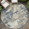 Piper Looms Chantille Abstract ACN2142 Blue Machine Washable Area Rug Round Outdoor Lifestyle Image Feature