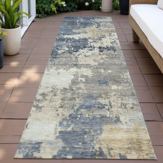 Piper Looms Chantille Abstract ACN2142 Blue Machine Washable Area Rug Runner Outdoor Lifestyle Image Feature