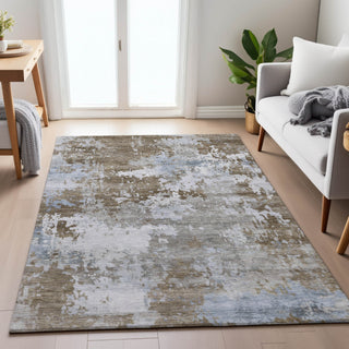 Piper Looms Chantille Abstract ACN2142 Chocolate Machine Washable Area Rug Lifestyle Image Feature