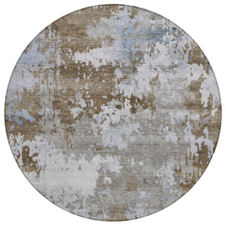 Piper Looms Chantille Abstract ACN2142 Chocolate Machine Washable Area Rug Round Main Image