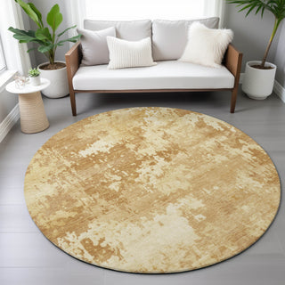 Piper Looms Chantille Abstract ACN2142 Copper Machine Washable Area Rug Round Lifestyle Image Feature
