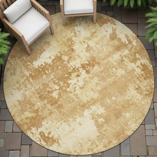 Piper Looms Chantille Abstract ACN2142 Copper Machine Washable Area Rug Round Outdoor Lifestyle Image Feature
