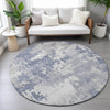 Piper Looms Chantille Abstract ACN2142 Denim Machine Washable Area Rug Round Lifestyle Image Feature