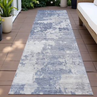 Piper Looms Chantille Abstract ACN2142 Denim Machine Washable Area Rug Runner Outdoor Lifestyle Image Feature